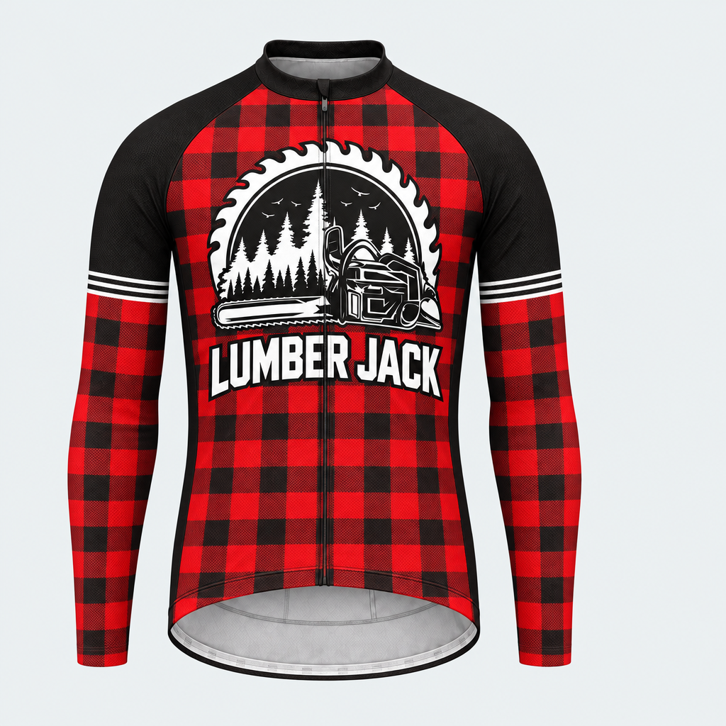Men's Personalized Long Sleeve Cycling Jersey – Lumberjack Timber Crew - Front