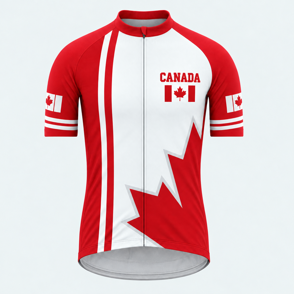 Men's Personalized Short Sleeve Cycling Jersey – Canada Red Maple - Front