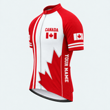 Men's Personalized Short Sleeve Cycling Jersey – Canada Red Maple - Front 45°