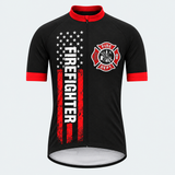 Men's Personalized Short Sleeve Cycling Jersey – US Firefighter Honor - Front