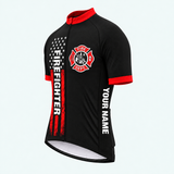 Men's Personalized Short Sleeve Cycling Jersey – US Firefighter Honor - Front 45°