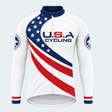 Men's Personalized Long Sleeve Cycling Jersey – US Patriotic USA Cycling - Front