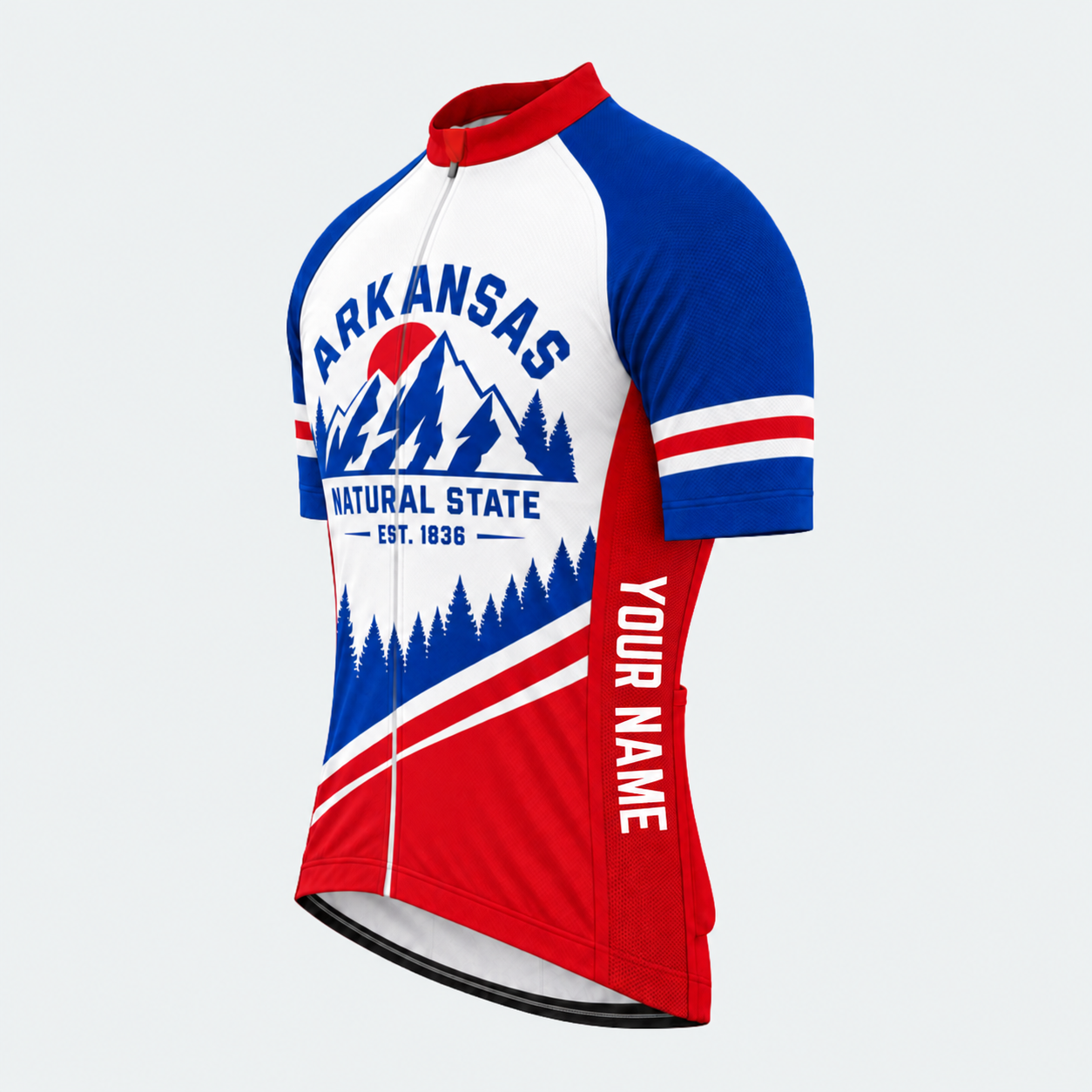 Men's Personalized Short Sleeve Cycling Jersey – Arkansas Natural State - Front 45°