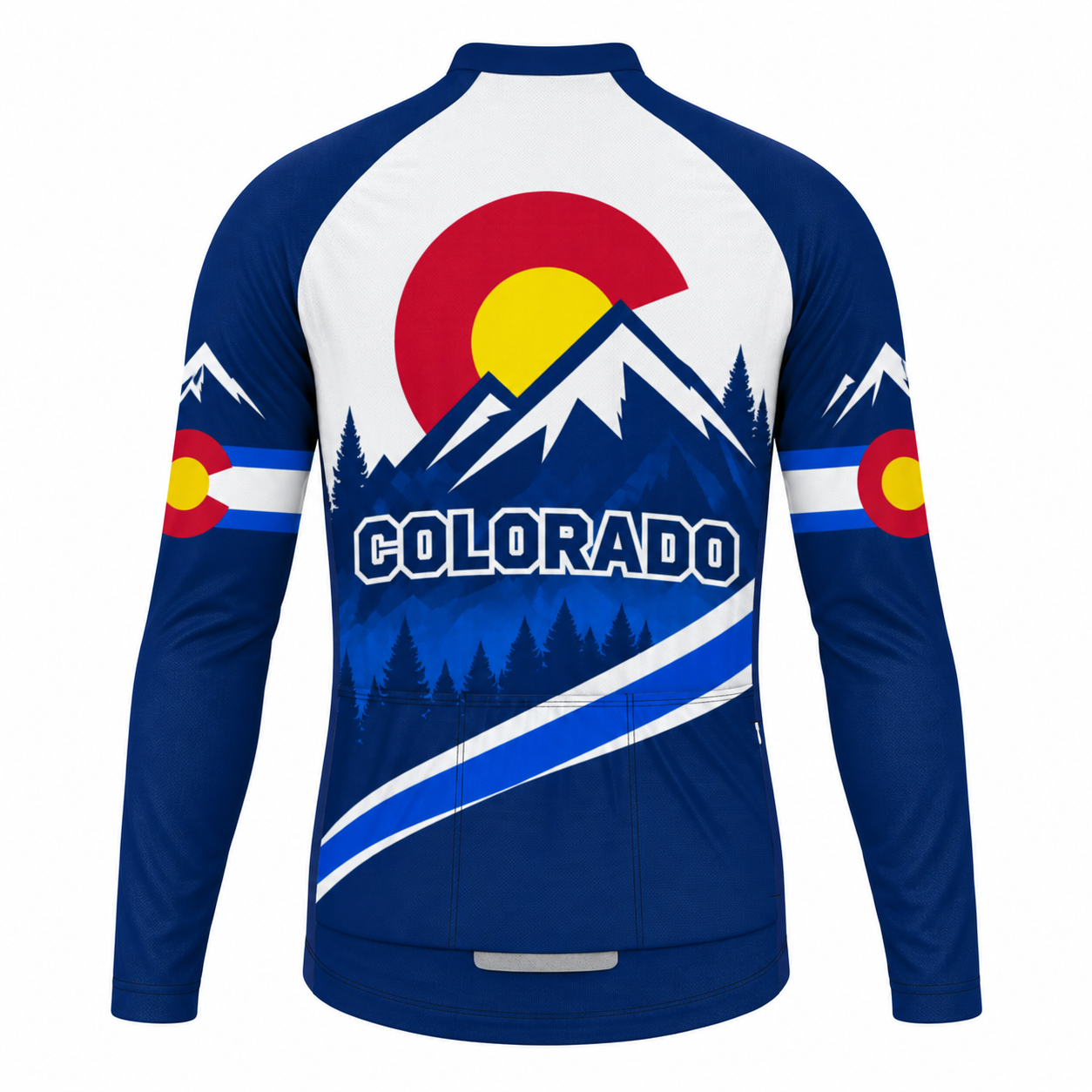 Men's Personalized Long Sleeve Cycling Jersey – Colorado High Country - Back