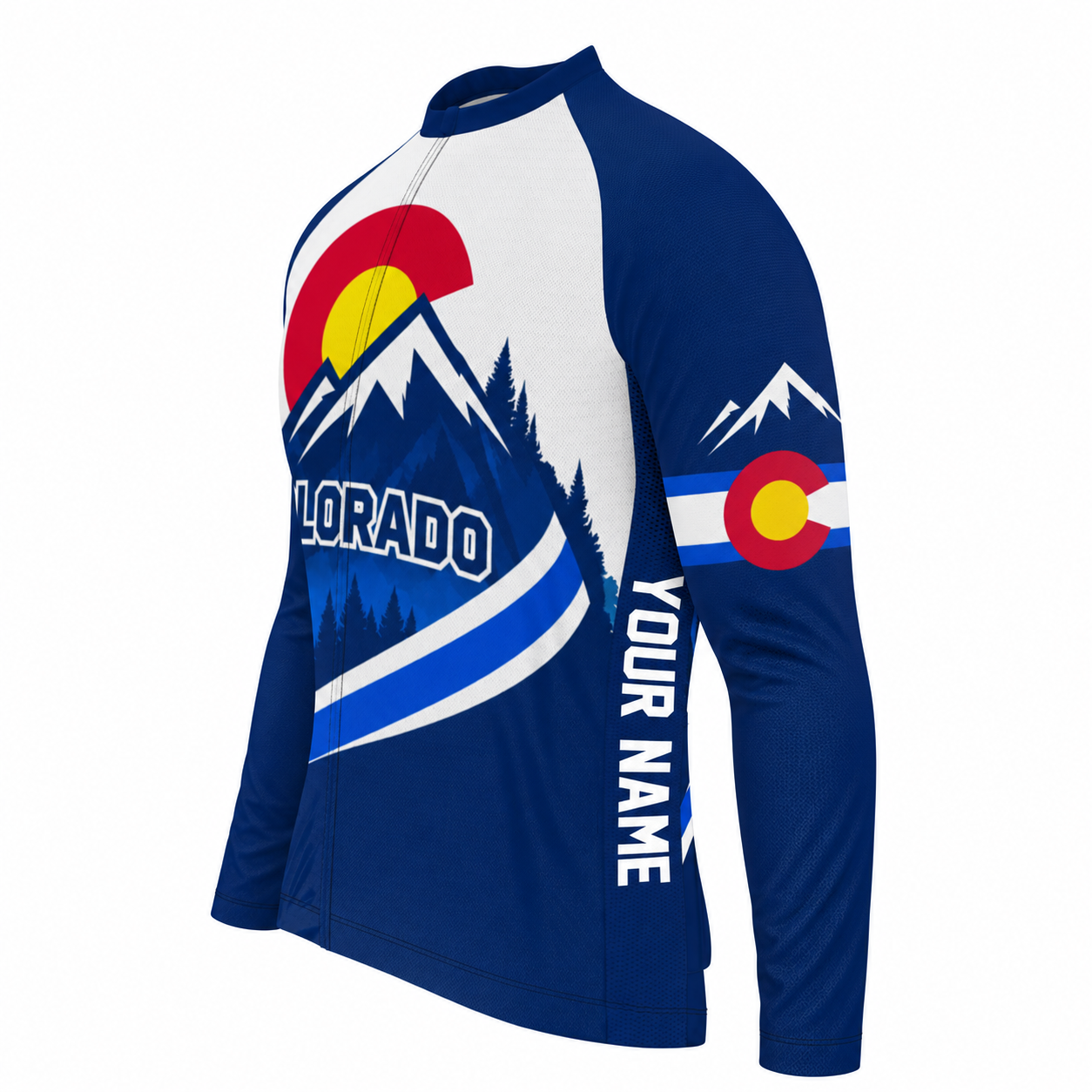 Men's Personalized Long Sleeve Cycling Jersey – Colorado High Country - Side