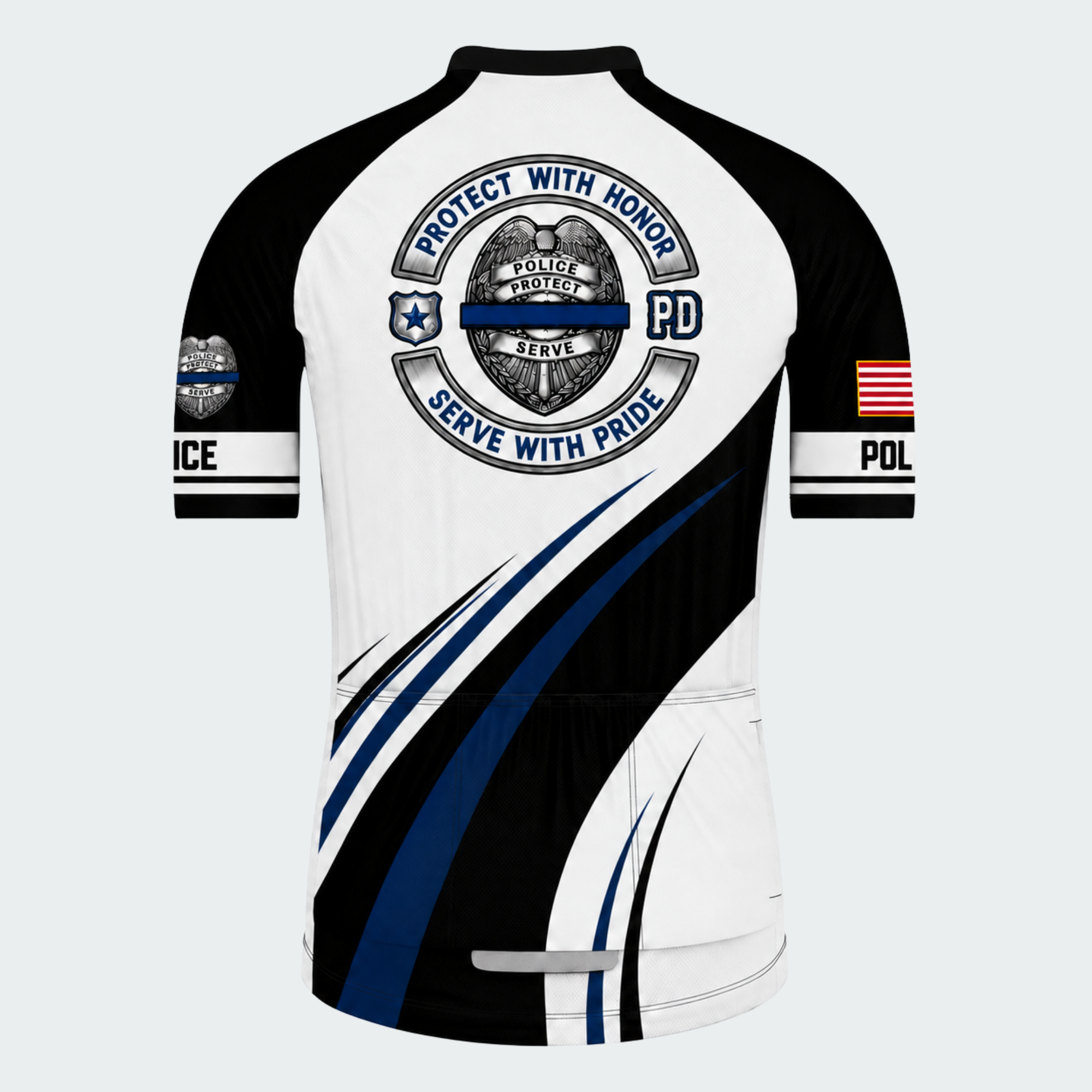 Men's Personalized Short Sleeve Cycling Jersey – Police Serve Honor Protect - Back
