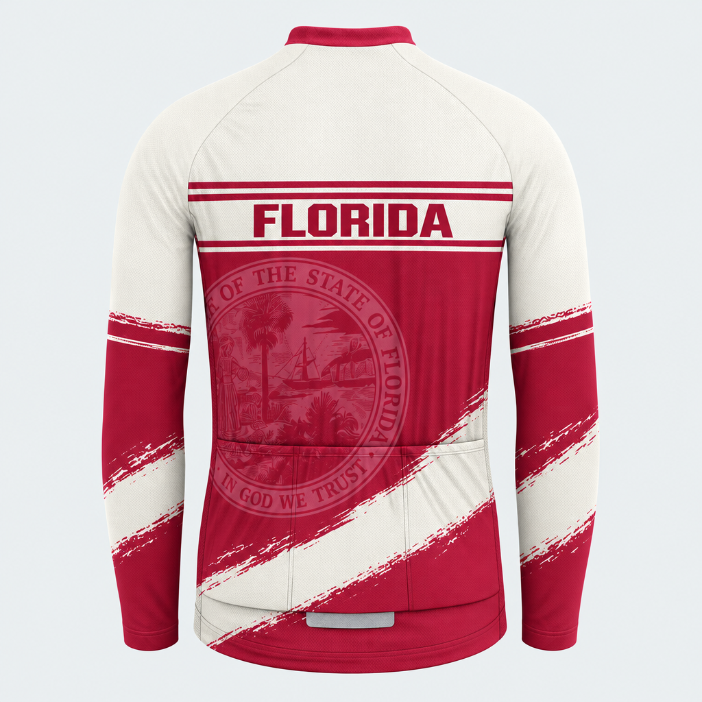 Men's Personalized Long Sleeve Cycling Jersey – Florida Heritage Map - Back