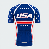 Men's Personalized Short Sleeve Cycling Jersey – US Patriotic USA Stars and Stripes - Back