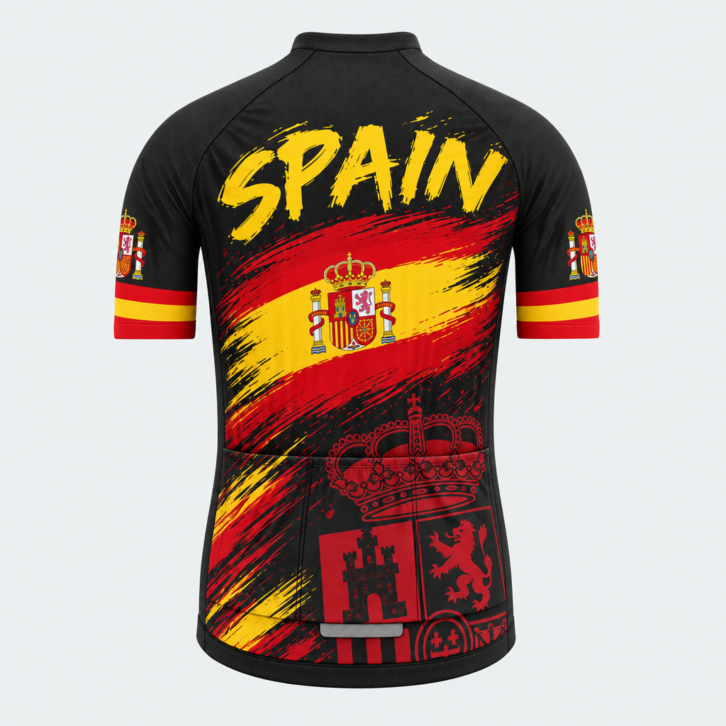 Men's Personalized Short Sleeve Cycling Jersey – Spain National Pride - Back