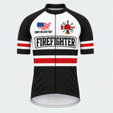Men's Personalized Short Sleeve Cycling Jersey – US Firefighter First In Last Out - Front