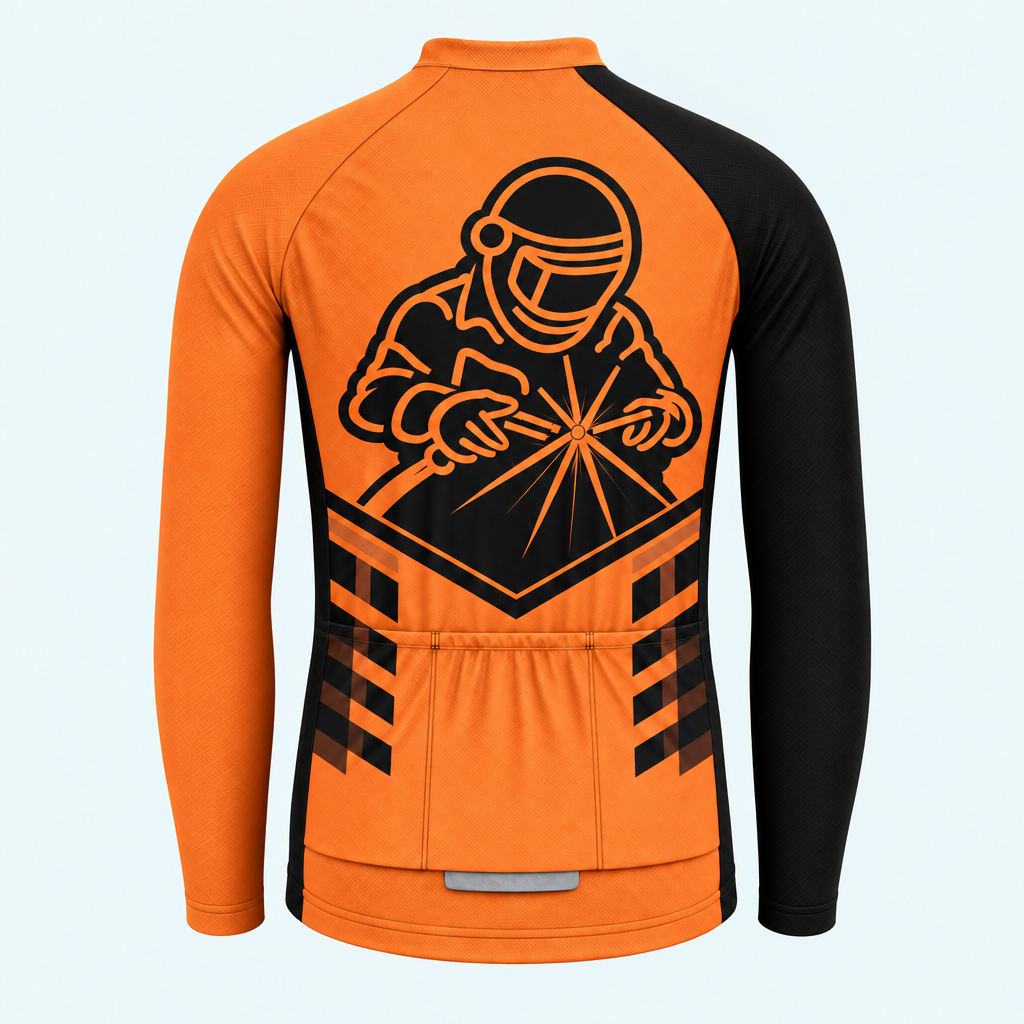 Men's Personalized Long Sleeve Cycling Jersey – Welder Pride - Back