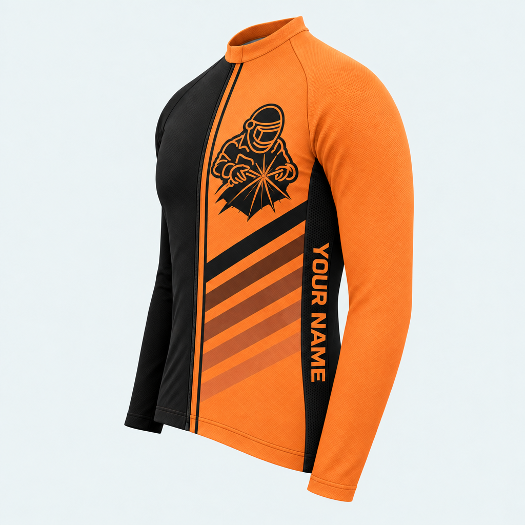 Men's Personalized Long Sleeve Cycling Jersey – Welder Pride - Side