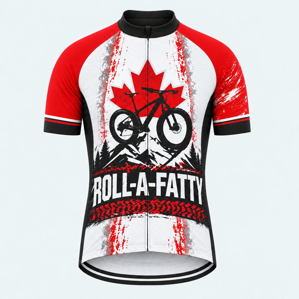 Men's Personalized Short Sleeve Cycling Jersey – Canada · Canada Flag RollaFatty Chain MTB Jersey - Front