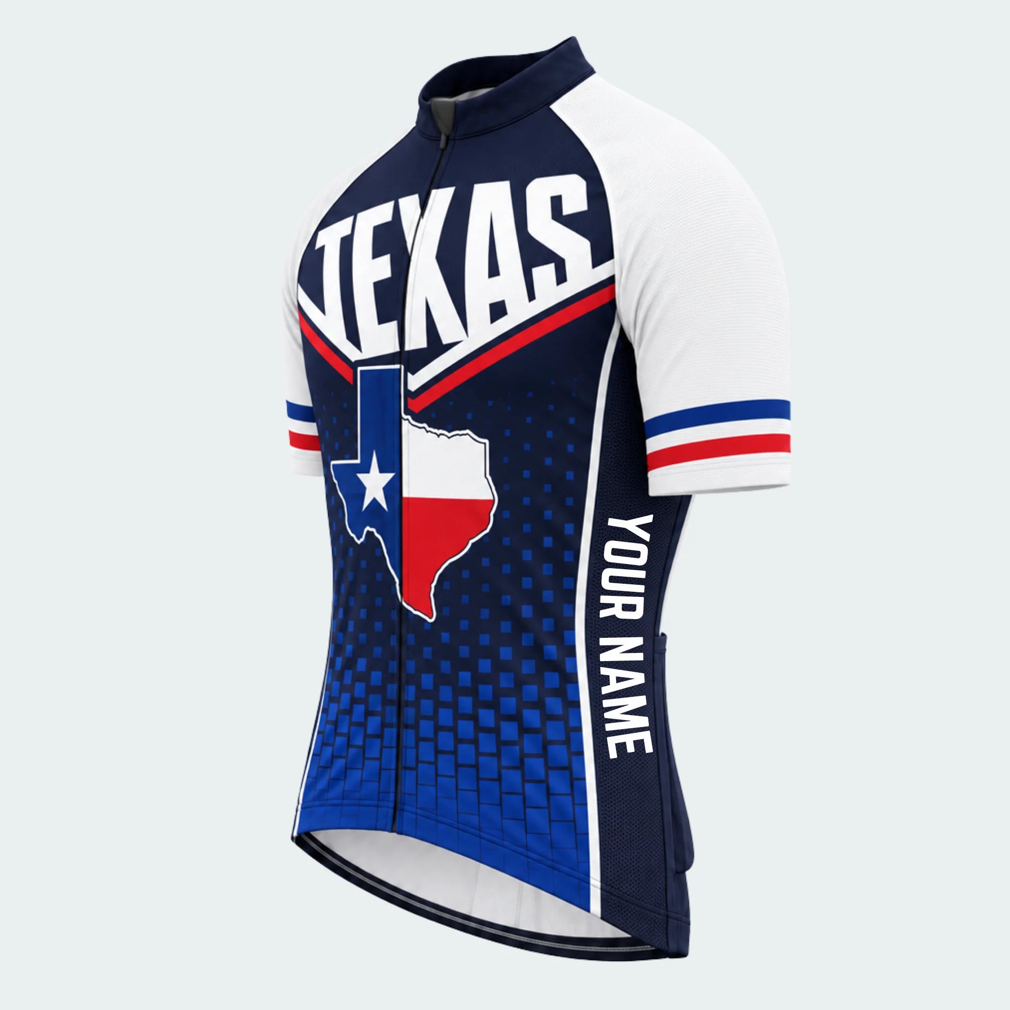Men's Personalized Short Sleeve Cycling Jersey – Texas Pride Shield - Front 45°