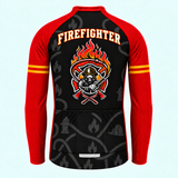 Men's Personalized Long Sleeve Cycling Jersey – US Firefighter Flame Cross - Back