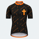 Men's Personalized Short Sleeve Cycling Jersey – Christian Child of God Flag Cross - Front