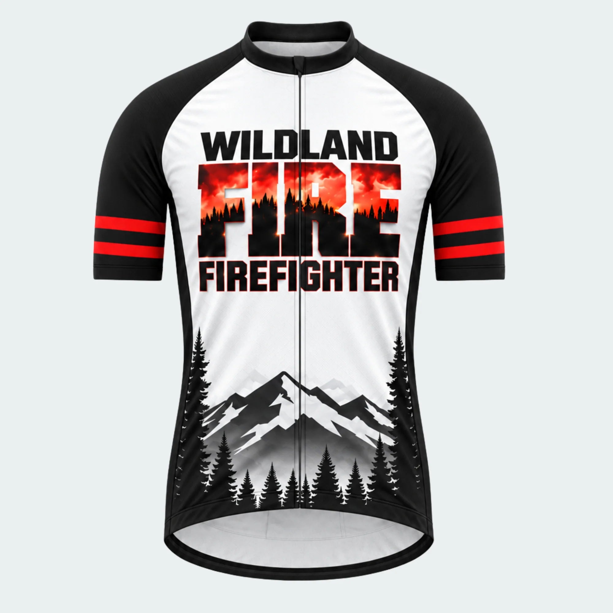 Men's Personalized Short Sleeve Cycling Jersey – Wildland Firefighter Ember Ridge - Front