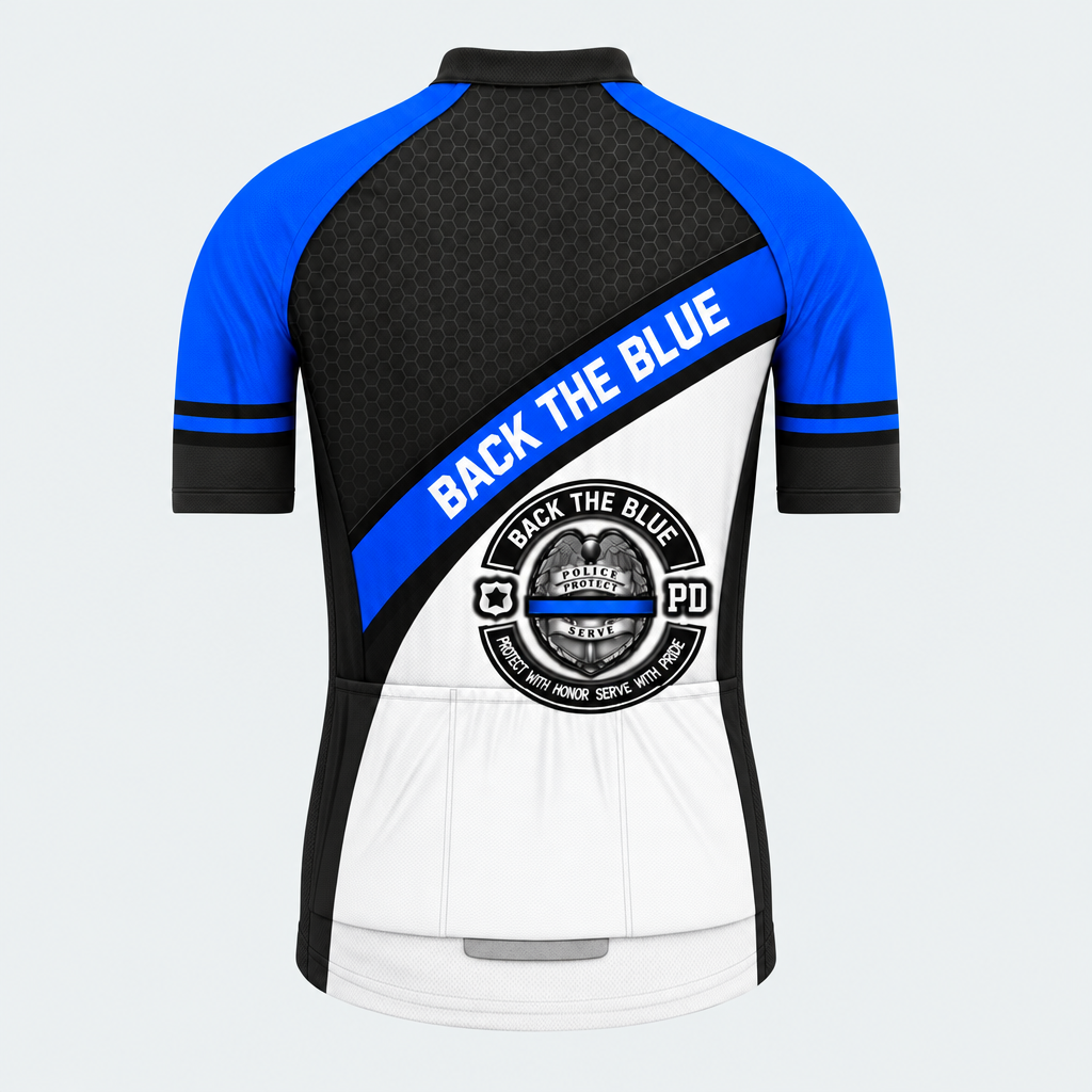 Men's Personalized Short Sleeve Cycling Jersey – Police Back the Blue Badge - Back