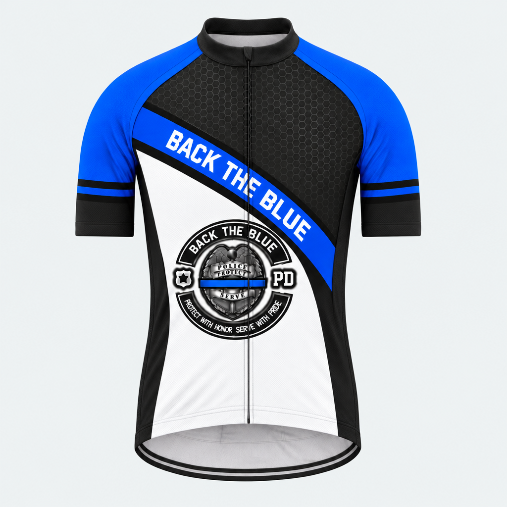 Men's Personalized Short Sleeve Cycling Jersey – Police Back the Blue Badge - Front