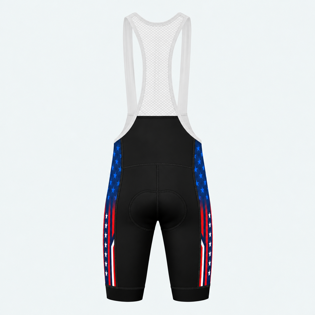 Men's US Firefighter Flame And Stars Cycling Bib Shorts - Back
