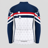 Men's Personalized Long Sleeve Cycling Jersey – US Patriotic Chevron Star - Back