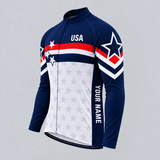 Men's Personalized Long Sleeve Cycling Jersey – US Patriotic Chevron Star - Side