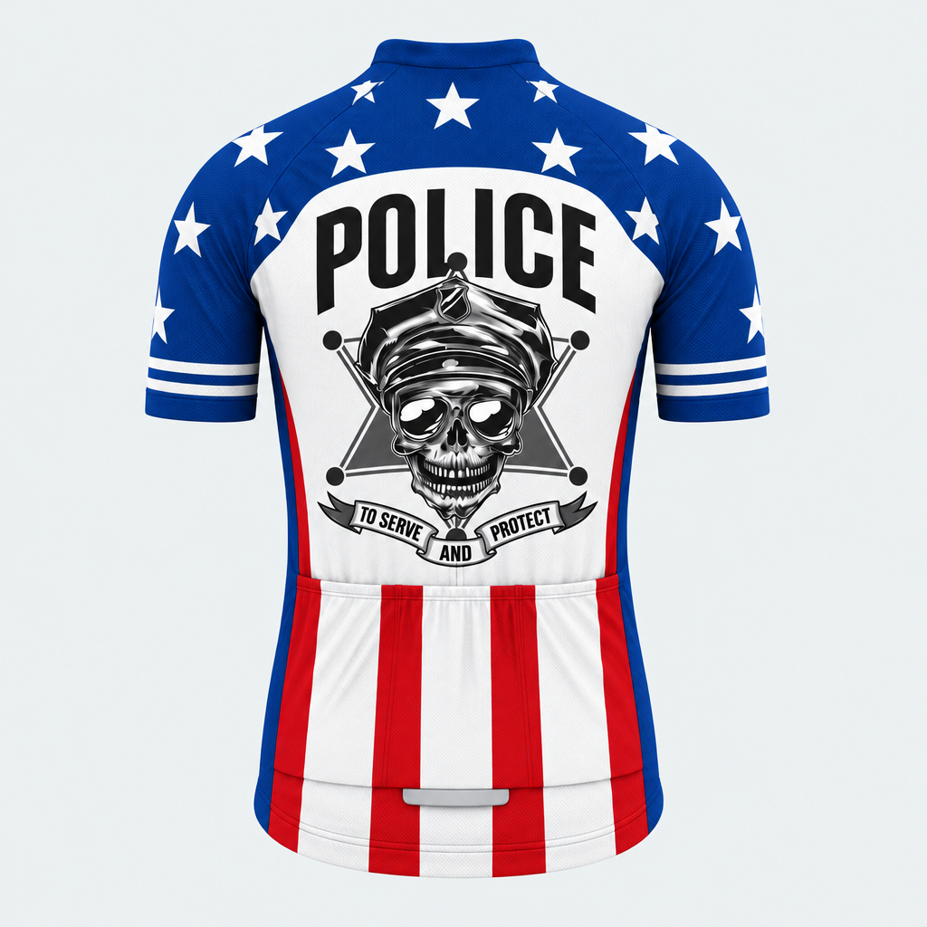 Men's Personalized Short Sleeve Cycling Jersey – Police And Stars - Back