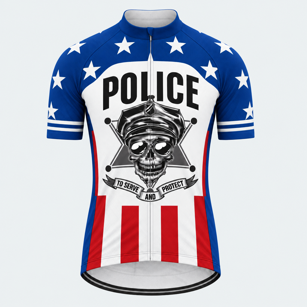 Men's Personalized Short Sleeve Cycling Jersey – Police And Stars - Front