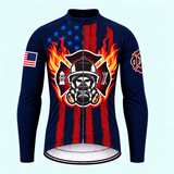 Men's Personalized Long Sleeve Cycling Jersey – US Firefighter Silhouette - Front