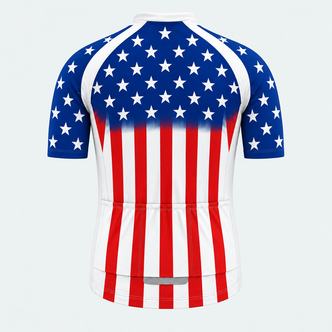 Men's Personalized Short Sleeve Cycling Jersey – US Patriotic Flag Stripes - Back