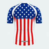 Men's Personalized Short Sleeve Cycling Jersey – US Patriotic Flag Stripes - Back