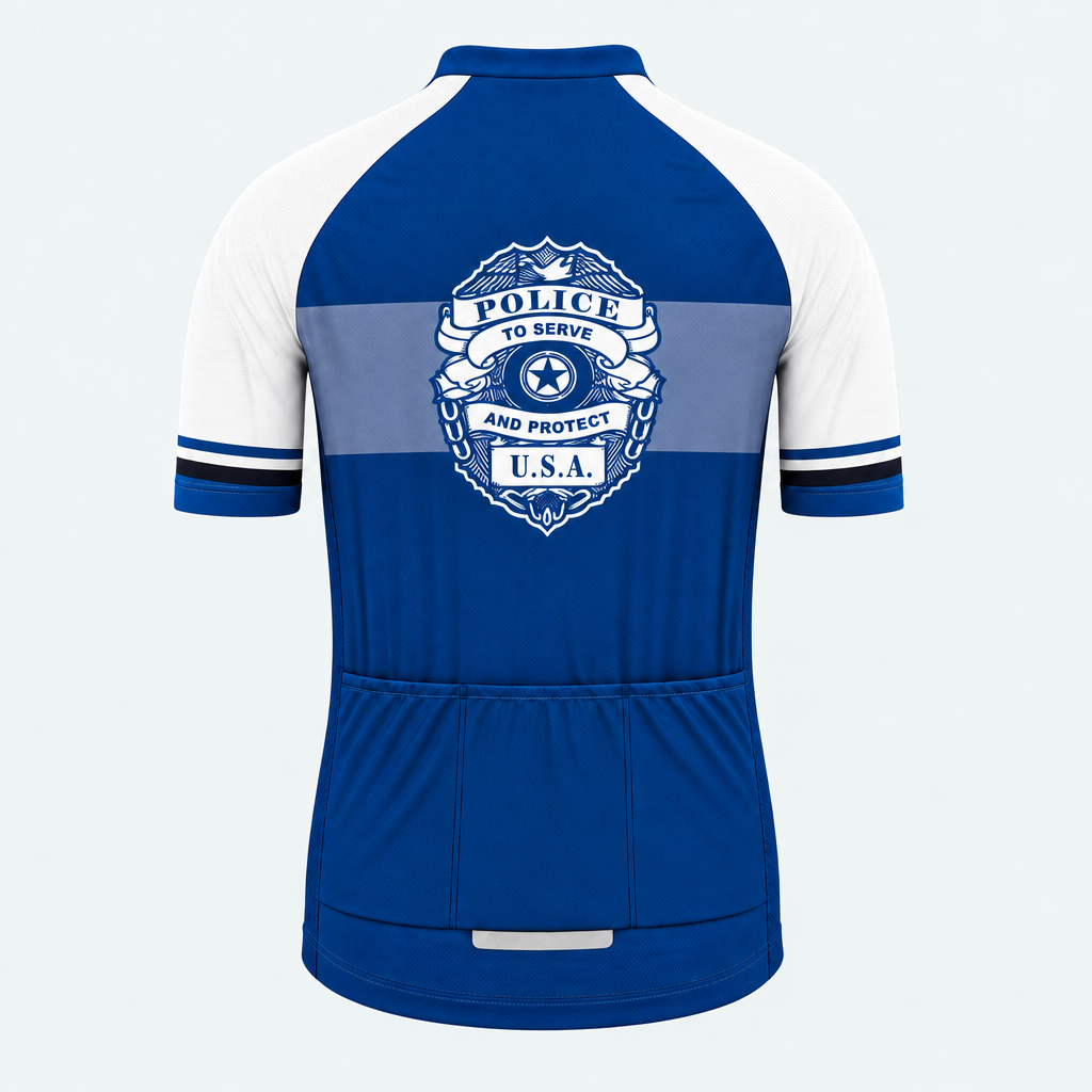 Men's Personalized Short Sleeve Cycling Jersey – Police To Serve and Protect - Back