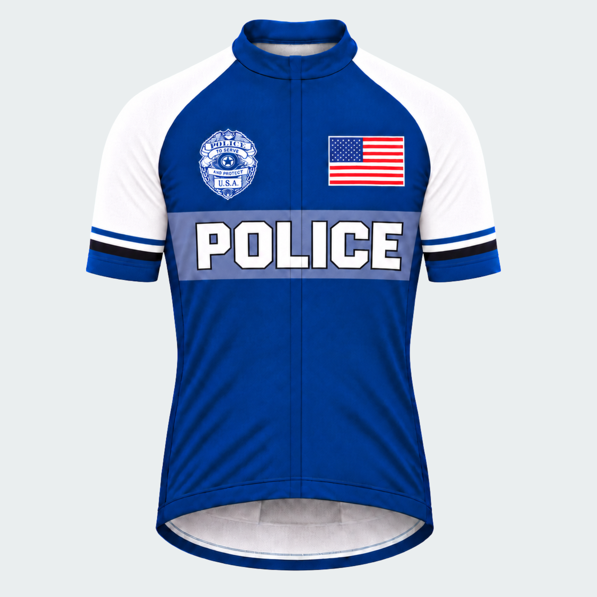 Men's Personalized Short Sleeve Cycling Jersey – Police To Serve and Protect - Front