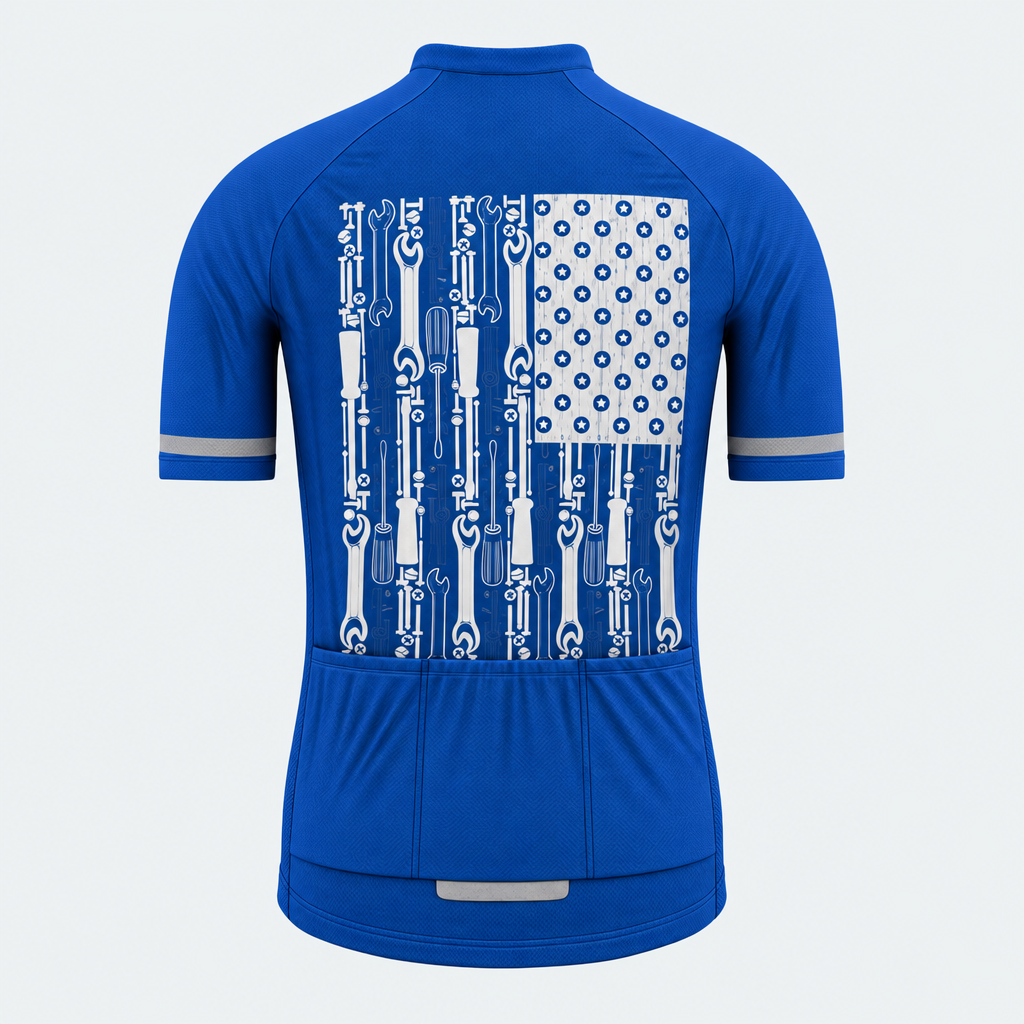 Men's Personalized Short Sleeve Cycling Jersey – The Mechanic Flag - Back