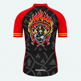 Men's Personalized Short Sleeve Cycling Jersey – US Firefighter Flame Cross - Back