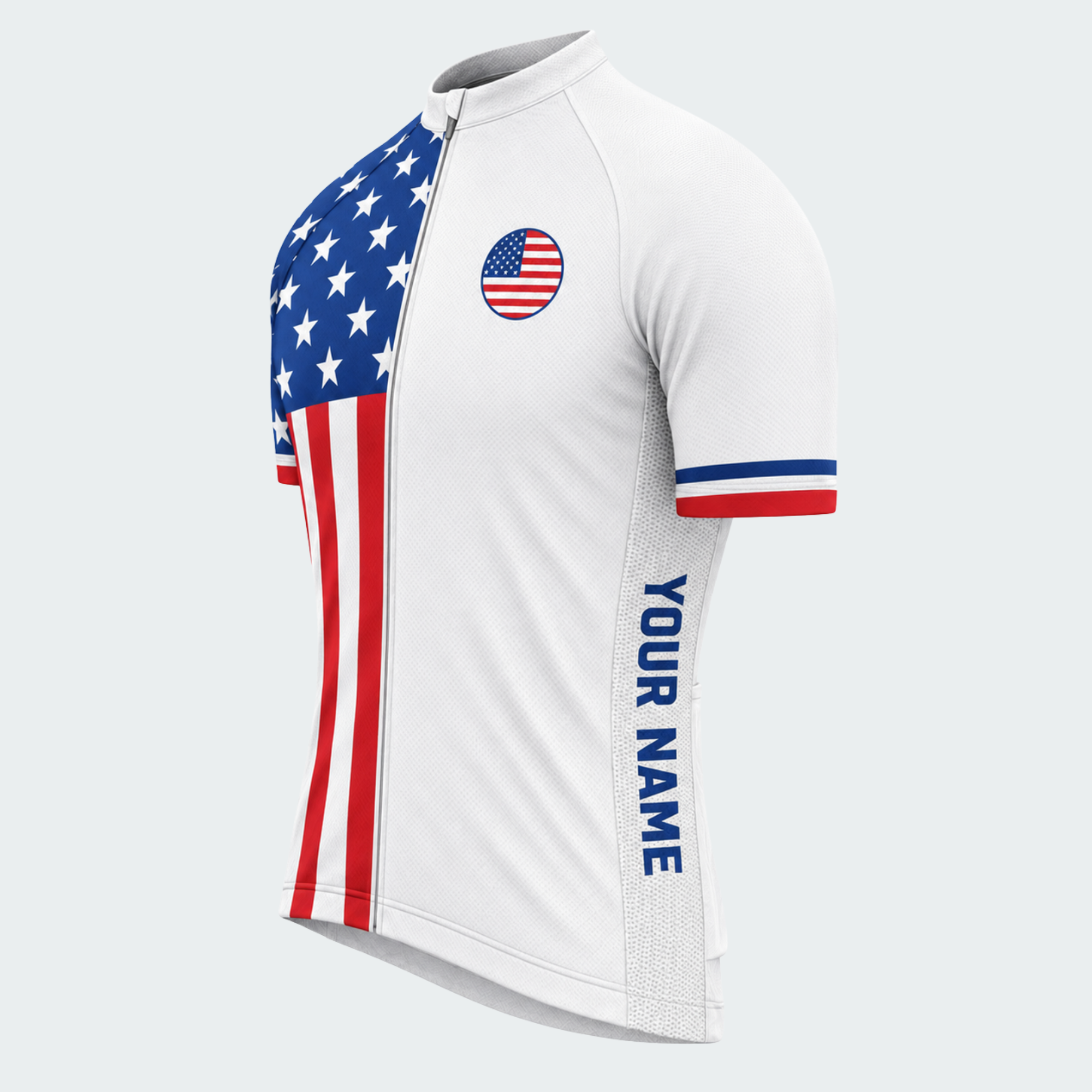 Men's Personalized Short Sleeve Cycling Jersey – Stars and Stripes - Front 45°