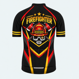 Men's Personalized Short Sleeve Cycling Jersey – US Firefighter Skull And Stripes - Back