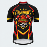 Men's Personalized Short Sleeve Cycling Jersey – US Firefighter Skull And Stripes - Front