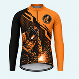 Men's Personalized Long Sleeve Cycling Jersey – Welder Welding Sparks - Front