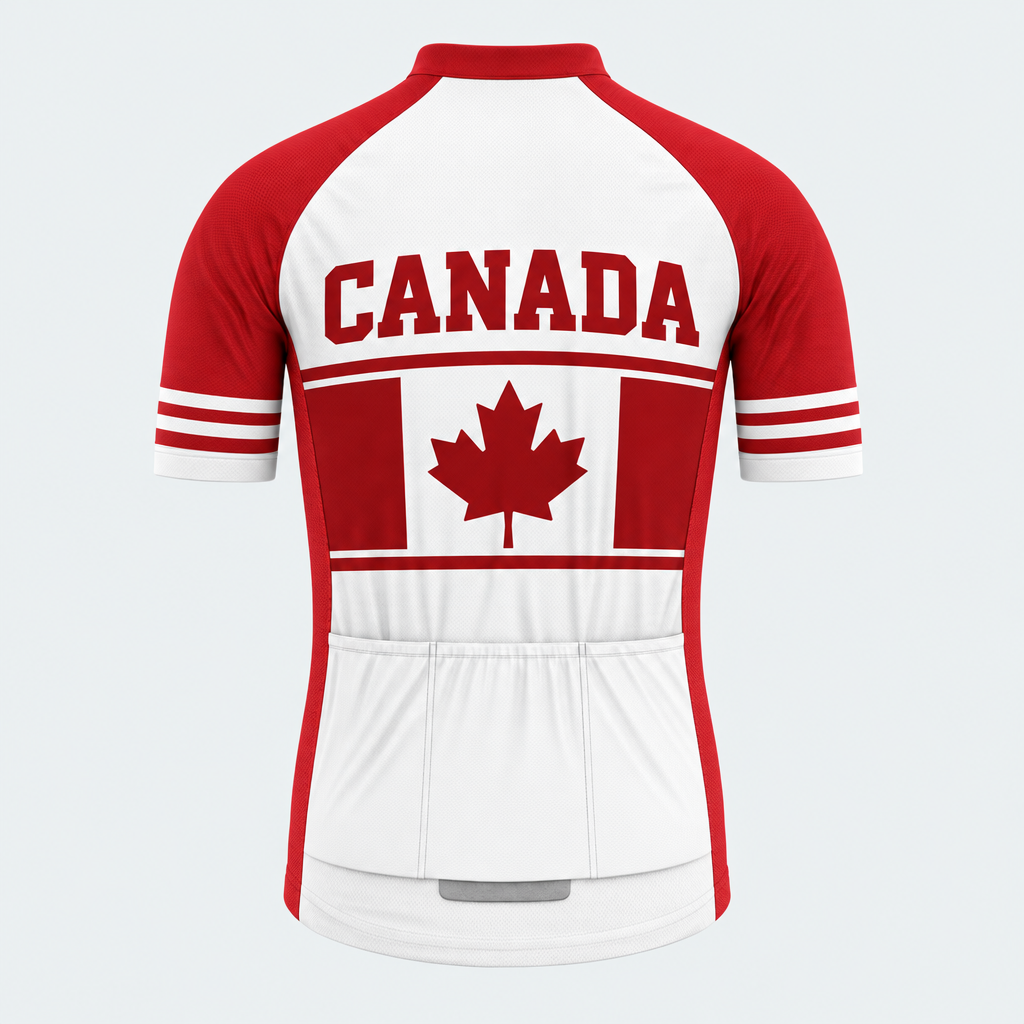 Men's Personalized Short Sleeve Cycling Jersey – Canada Maple Banner - Back