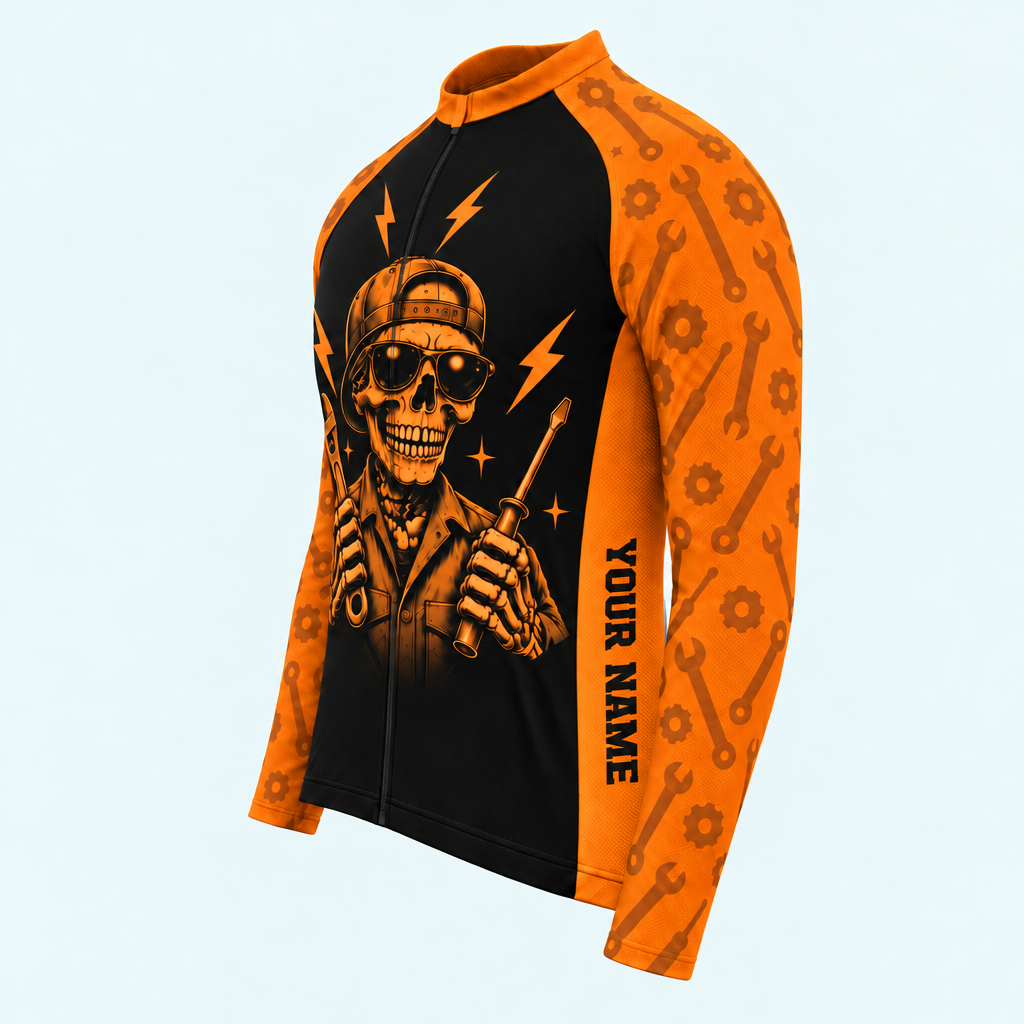 Men's Personalized Long Sleeve Cycling Jersey – Mechanic I Can Fix A Lot - Side