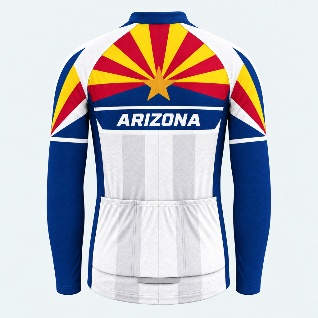 Men's Personalized Long Sleeve Cycling Jersey – Arizona Desert Star - Back