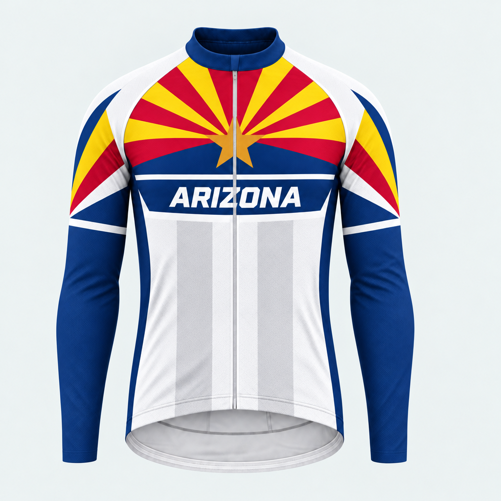 Men's Personalized Long Sleeve Cycling Jersey – Arizona Desert Star - Front
