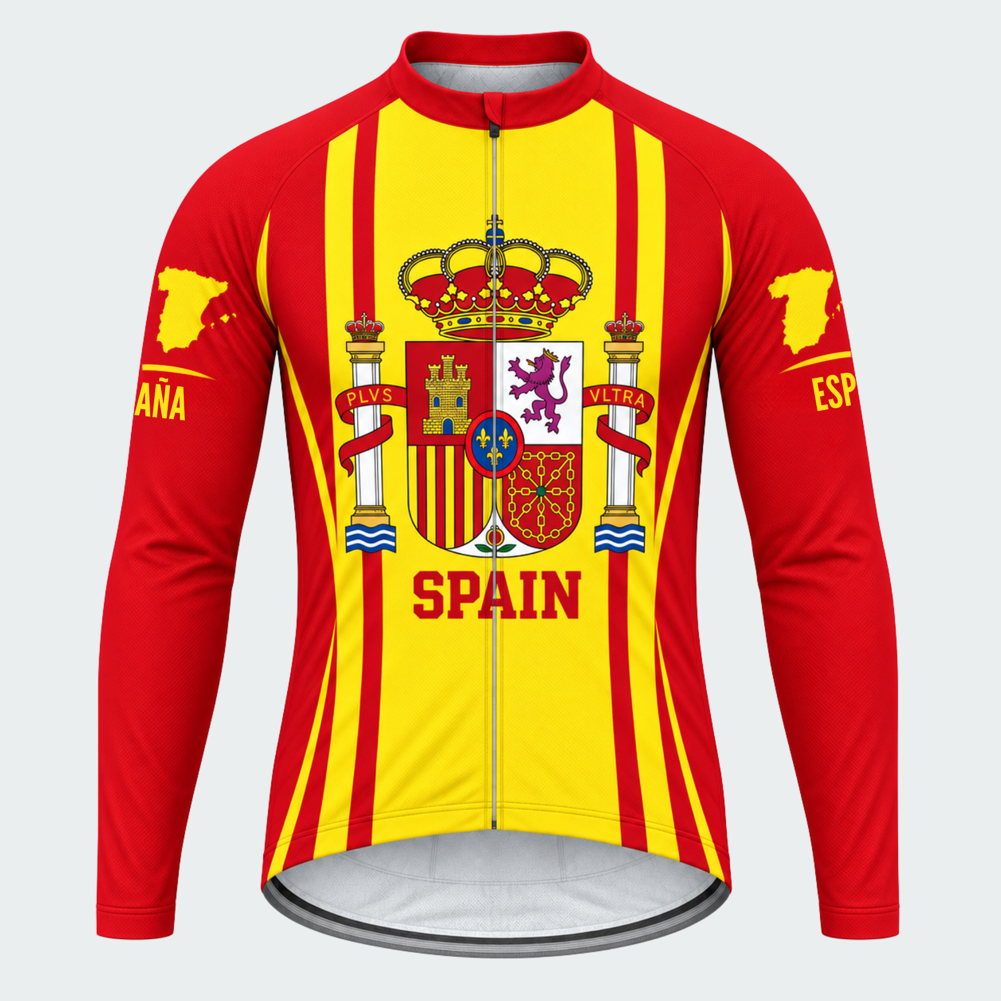 Men's Personalized Long Sleeve Cycling Jersey – Spain España - Front