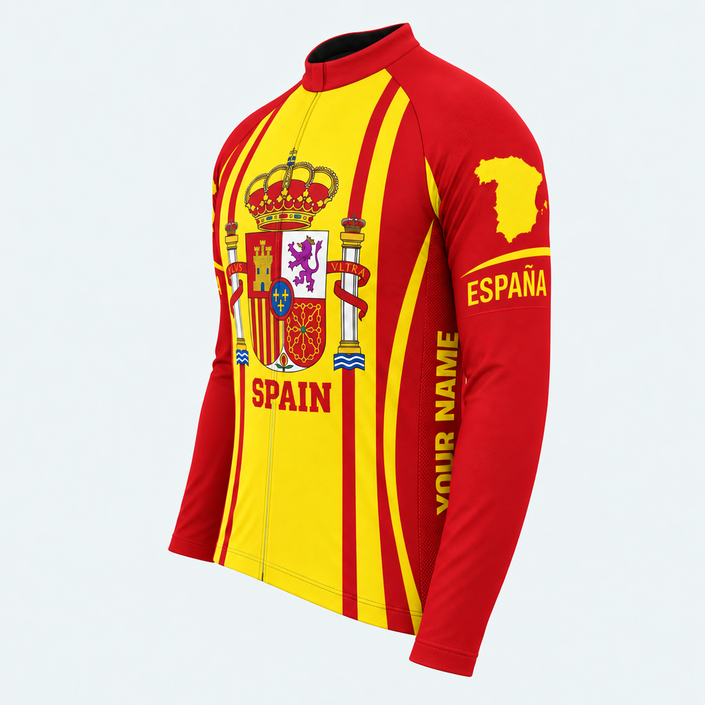 Men's Personalized Long Sleeve Cycling Jersey – Spain España - Side