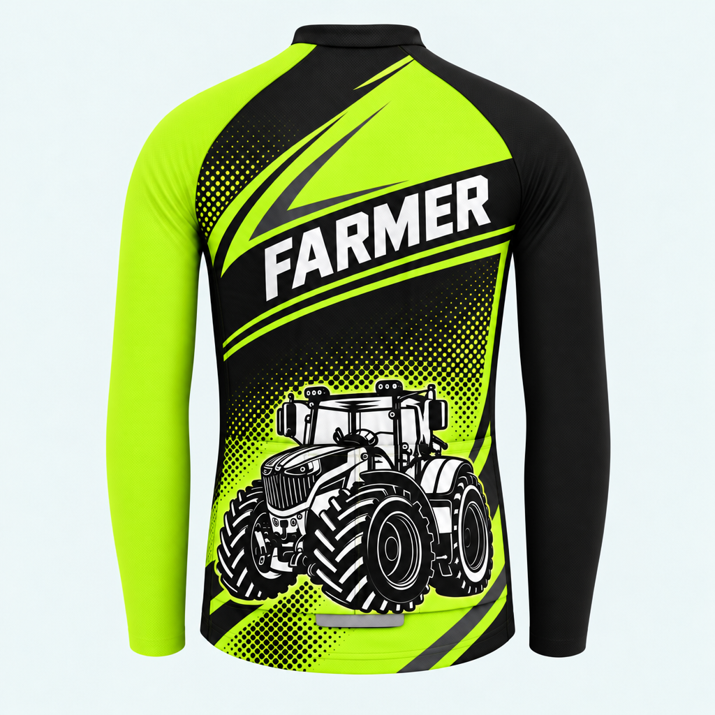 Men's Personalized Long Sleeve Cycling Jersey – Farmer Tractor Pride - Back