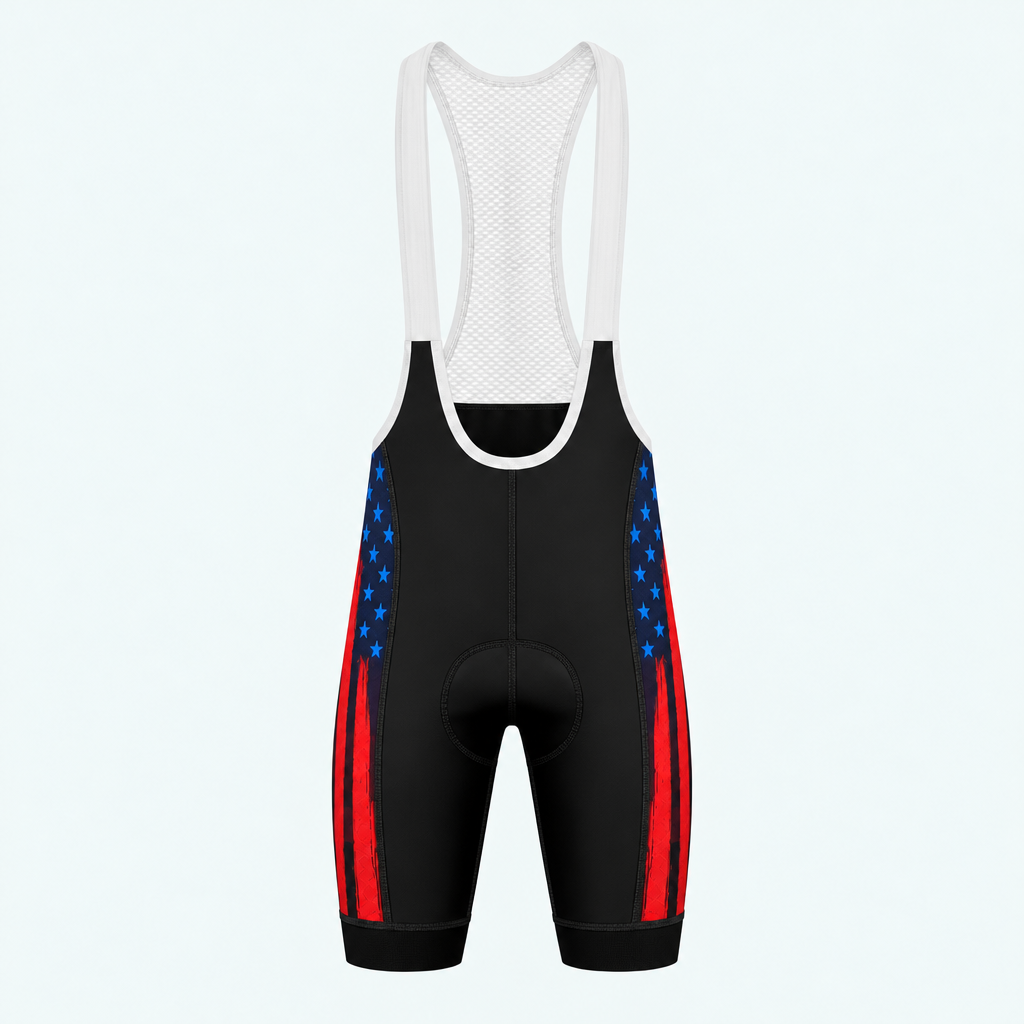 Men's US Firefighter Silhouette Cycling Bib Shorts - Front