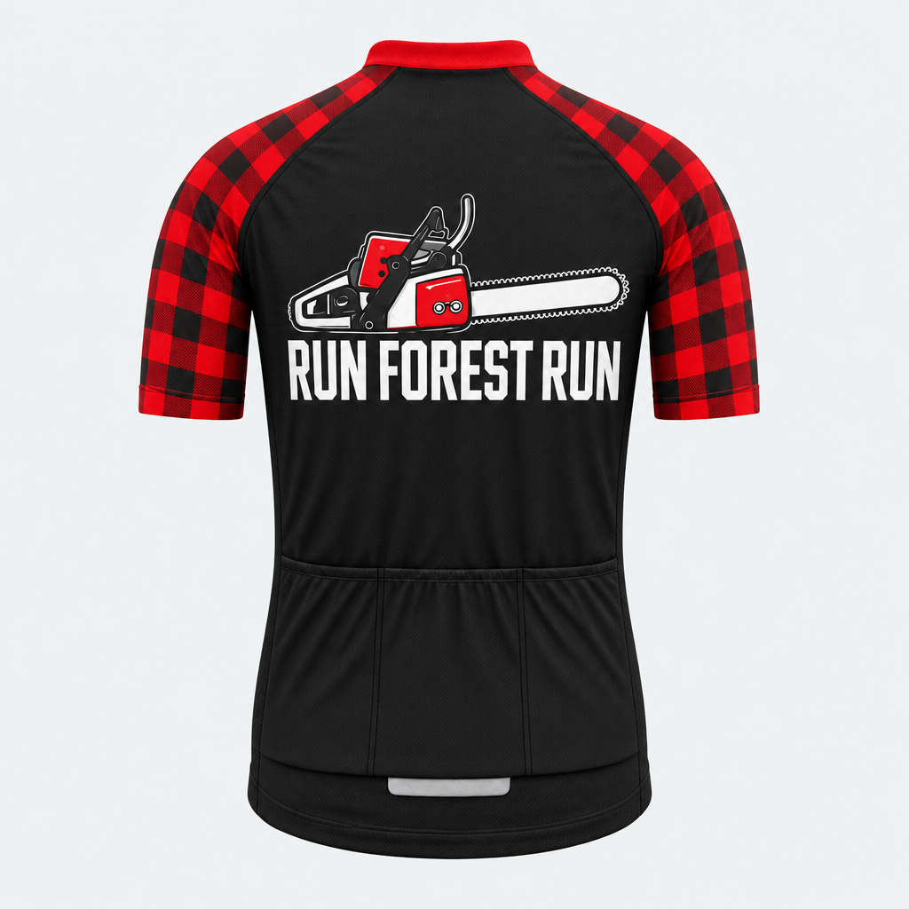 Men's Personalized Short Sleeve Lumberjack Cycling Jersey – Run Forest Run - Back