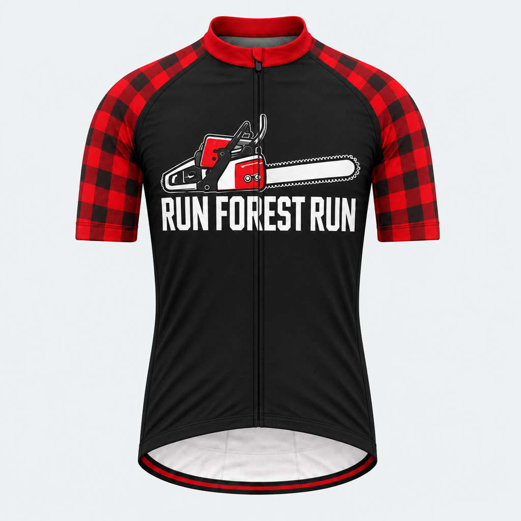 Men's Personalized Short Sleeve Lumberjack Cycling Jersey – Run Forest Run - Front