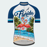 Men's Personalized Short Sleeve Cycling Jersey – Florida Beachfront Flamingos - Front